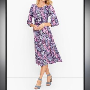 Talbots Garden Fit and Flare Dress Floral Print Size 6 Petite